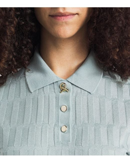 Fabiana Filippi Blue Cashmere-Silk Ribbed Polo Shirt