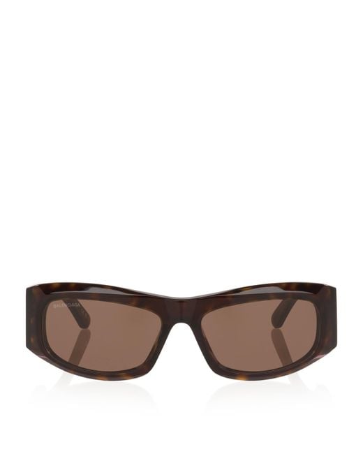 Balenciaga Brown Tortoiseshell Bb0395S Rectangular Sunglasses
