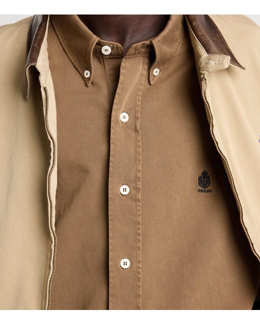 Prada Brown Cotton Logo Shirt for men