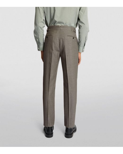 Ralph Lauren Purple Label Gray Wool Double-pleated Trousers for men