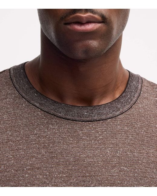 Boss Brown Cotton-Linen-Silk T-Shirt for men
