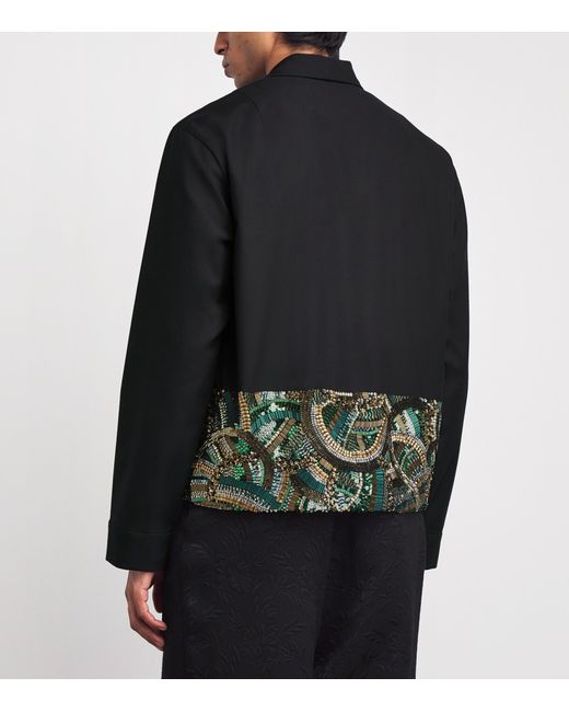 Dries Van Noten Black Cotton-Wool Sequin Jacket for men