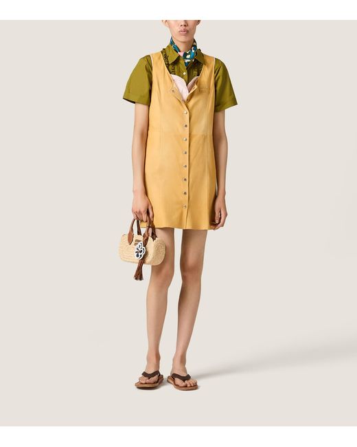 Miu Miu Yellow Suede Mini Dress