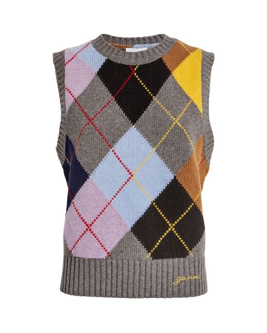 Ganni Multicolor Harlequin Sweater Vest