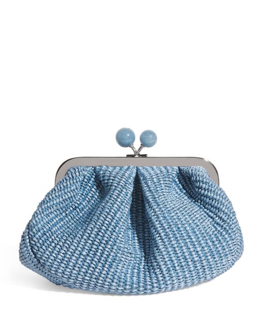 Weekend by Maxmara Blue Small Raffia-Effect Pasticcino Bag