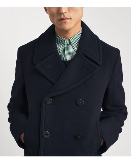Polo Ralph Lauren Blue Wool-Blend Melton Peacoat for men