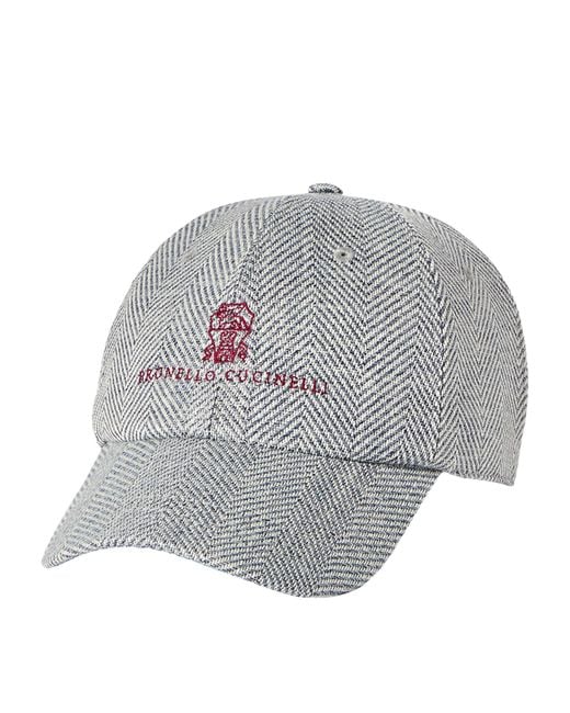 Brunello Cucinelli Gray Wool-Alpaca Baseball Cap for men