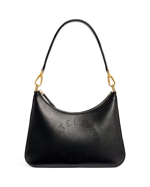 Stella McCartney Black Small Stella Logo Shoulder Bag
