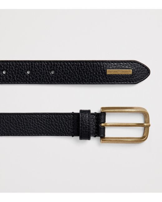 Emporio Armani Black Leather Belt for men
