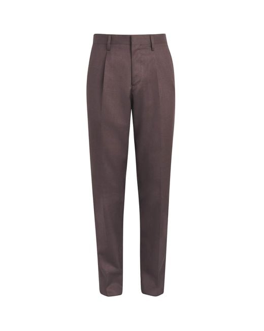 Lardini Brown Virgin Wool-Blend Straight Trousers for men