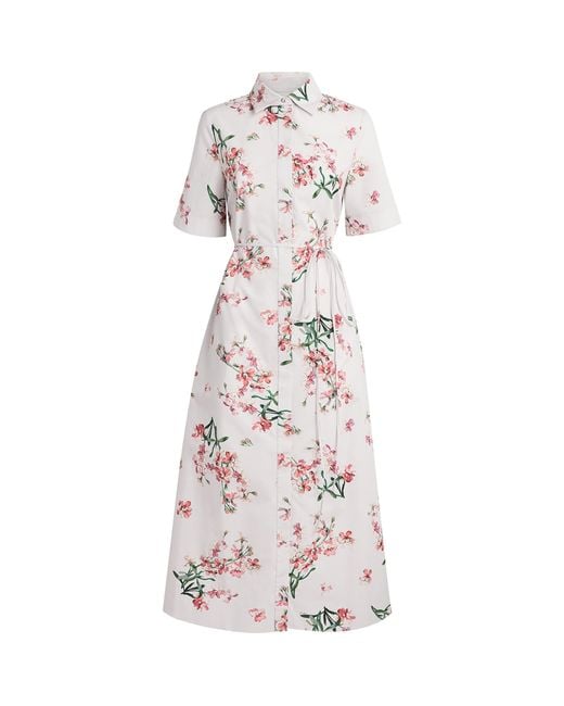 Erdem White Cotton Floral Midi Shirt Dress
