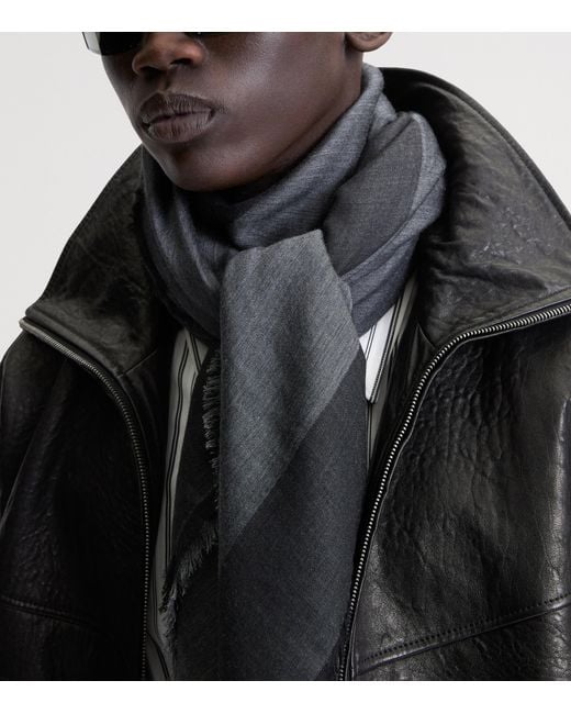 Saint Laurent Black Cashmere-Silk-Wool Cassandre Scarf for men