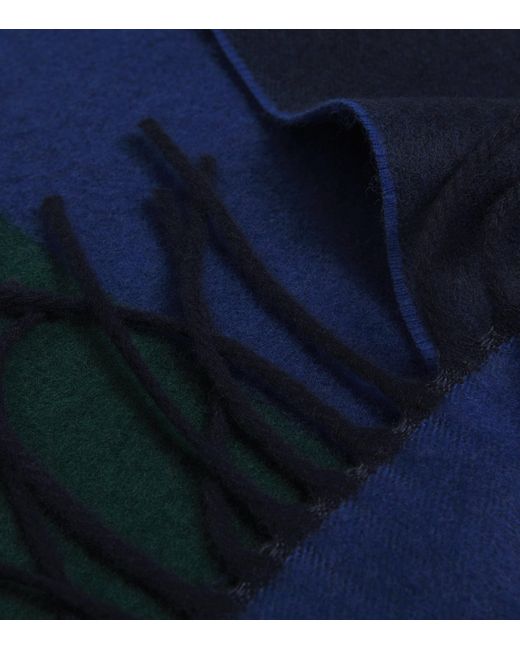 Paul Smith Blue Wool-Cashmere-Blend Colourblock Scarf for men