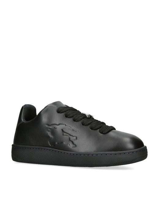 Burberry Black Leather Embossed Box Sneakers for men