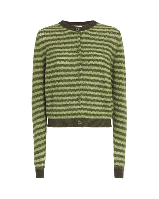 Barrie Green Cashmere Stripe Cardigan