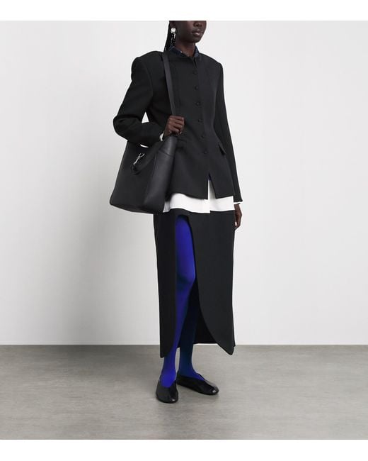 Jil Sander Black Wool Sablé Midi Skirt