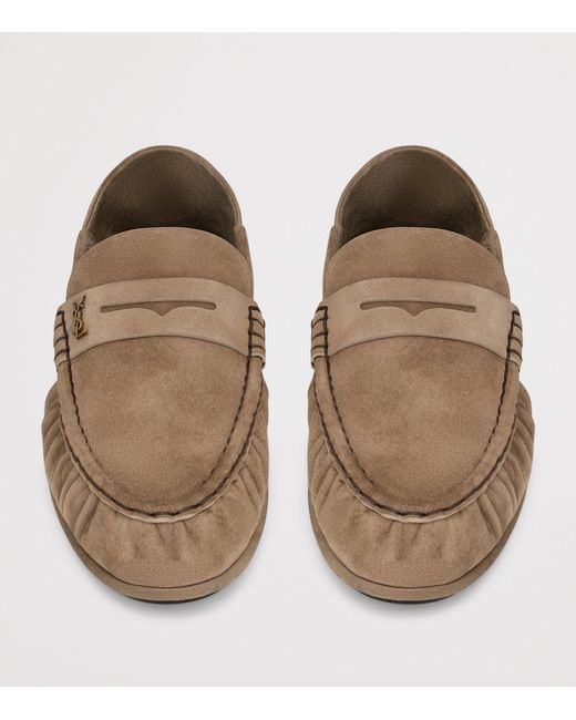 Saint Laurent Brown Suede Foldable Le Loafers for men