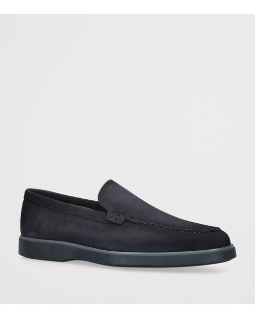 Magnanni Shoes Black Nubuck Leather Paraiso Loafers for men