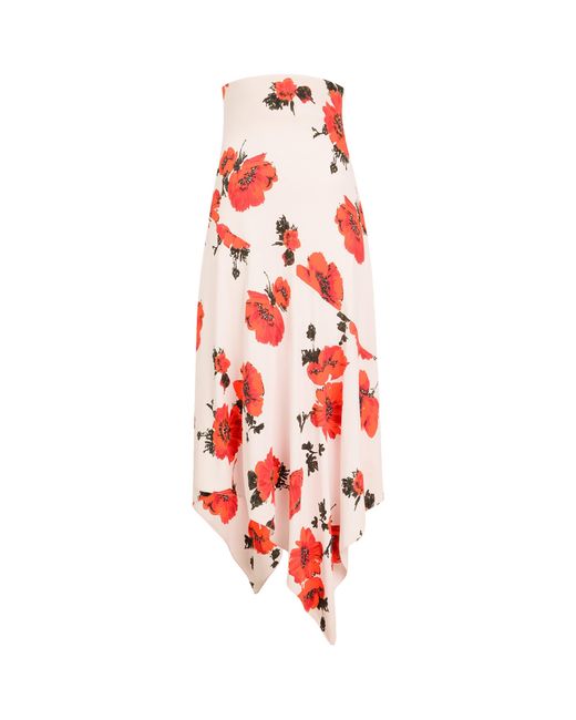 Alaïa Red Jersey Floral Print Maxi Skirt