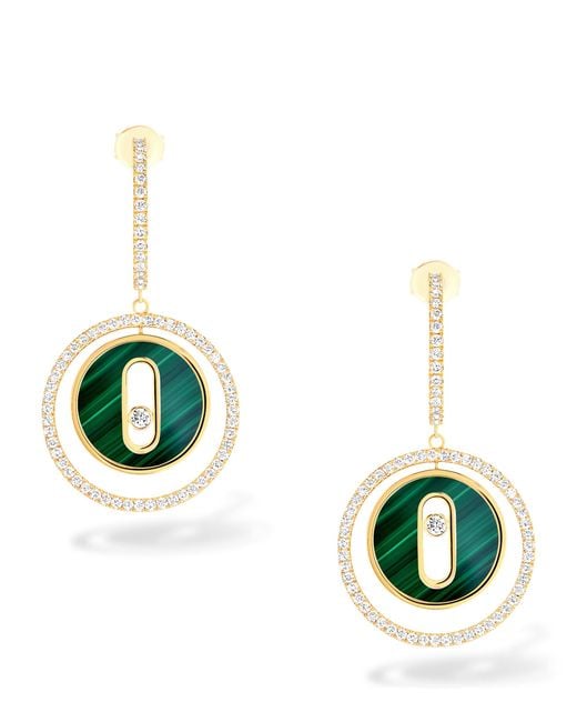 Messika Green Lucky Move Small, Diamond And Malachite Earrings