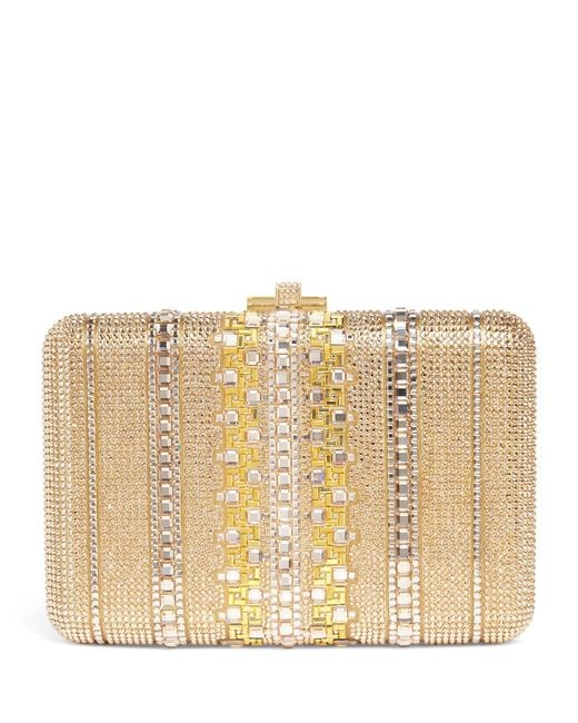 Judith Leiber Natural Crystal Lattice Slim Slide Clutch Bag