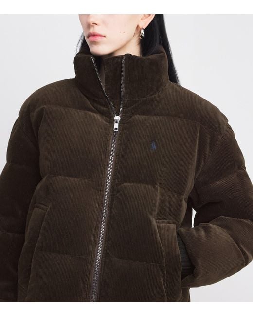Polo Ralph Lauren Brown Stretch-Cotton Corduroy Puffer Jacket