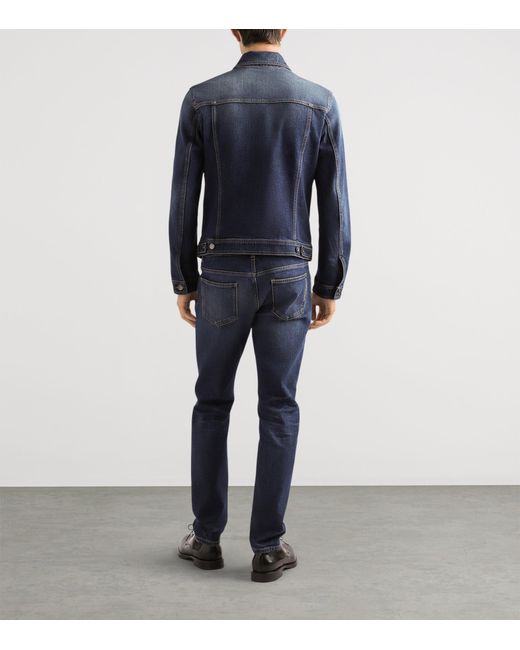 Dolce & Gabbana Blue Embroidered Slim Jeans for men