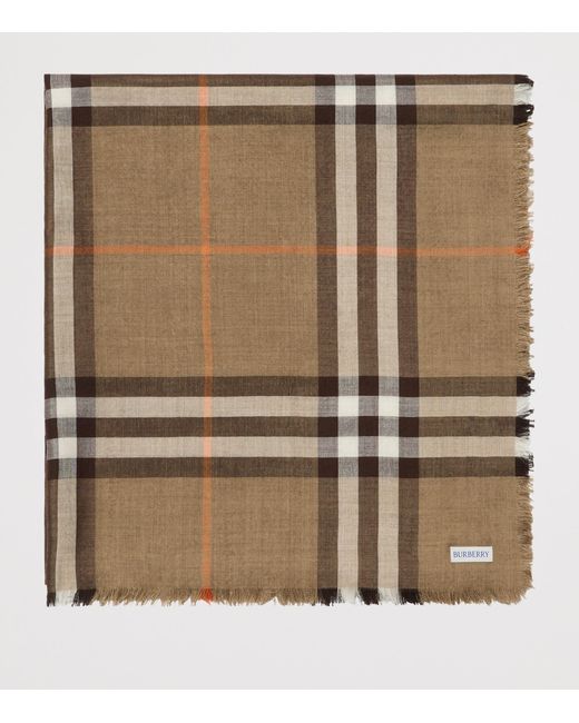 Burberry Natural Wool-Silk Reversible Check Scarf