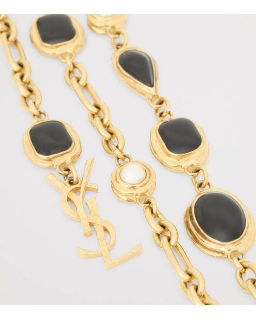 Saint Laurent Metallic Enamelled Cabochon Cassandre Bag Chain