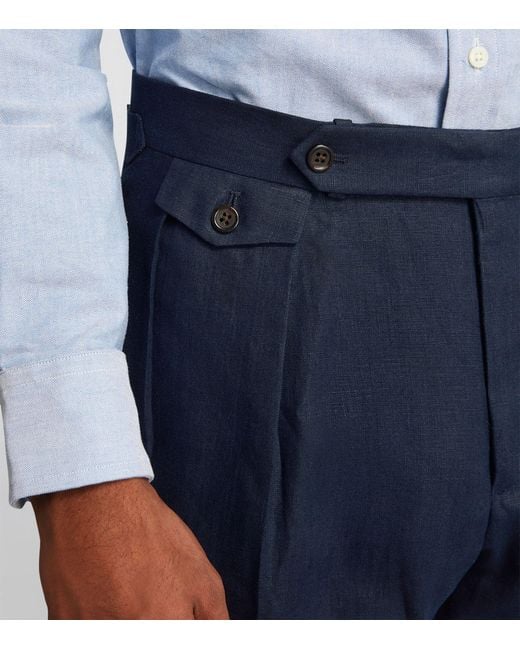 Polo Ralph Lauren Blue Linen Tailored Trousers for men