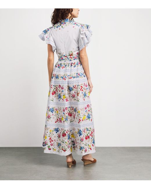 Mary Katrantzou White Stretch-Cotton Fruitavola Rosanna Midi Dress