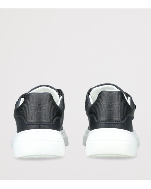Giorgio Armani Blue Leather Velcro Sneakers for men
