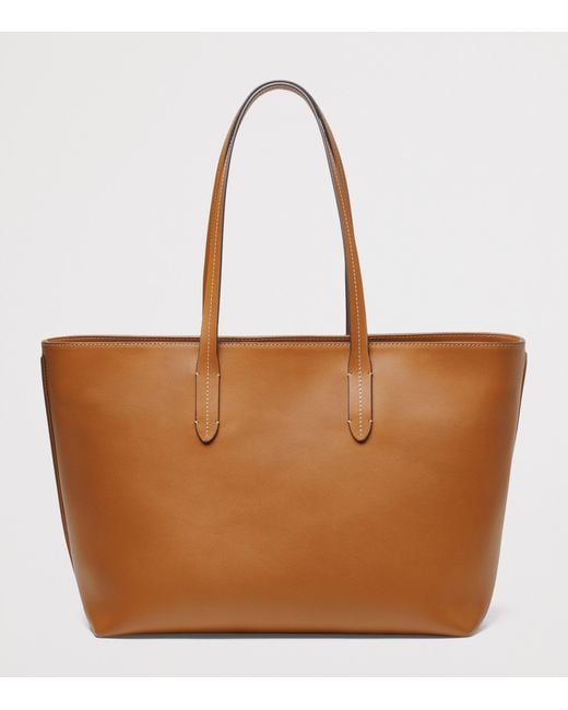 Aspinal Brown Leather East West Tote Bag