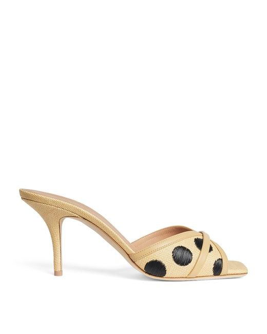 Malone Souliers Metallic Raffia-Leather Perla Mules 70