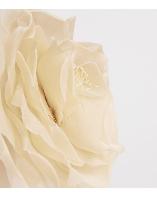 Max Mara White Silk Floral Brooch