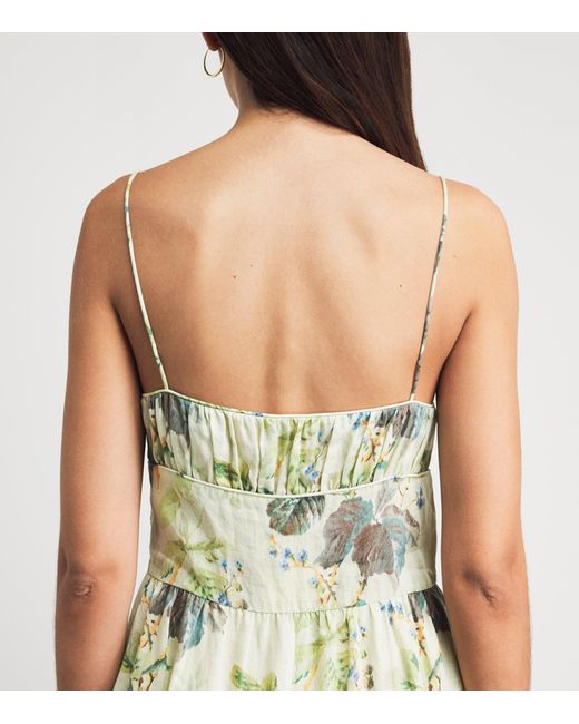 Doen White Ramie Floral Benoit Midi Dress