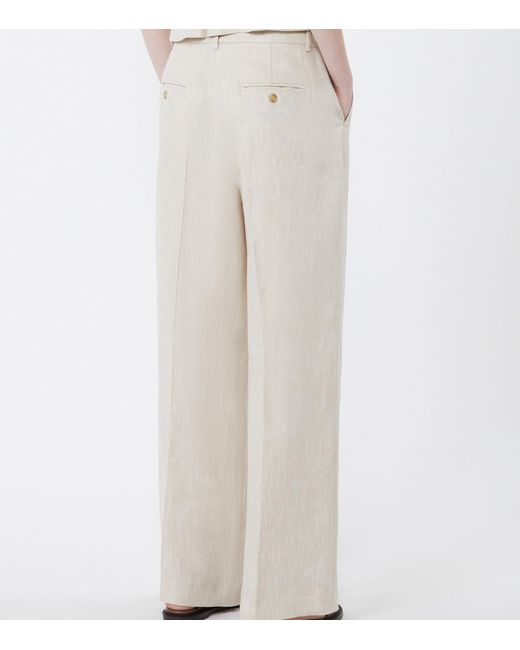 Weekend by Maxmara White Linen Wide-Leg Trousers