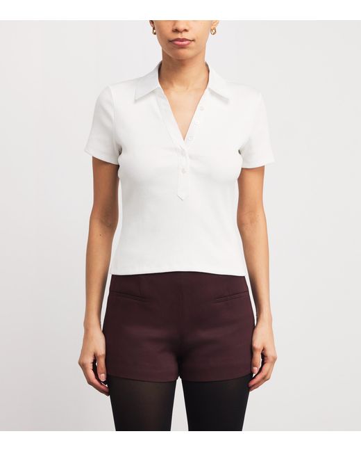 Veronica Beard White Stretch-Cotton Kearney Polo Shirt