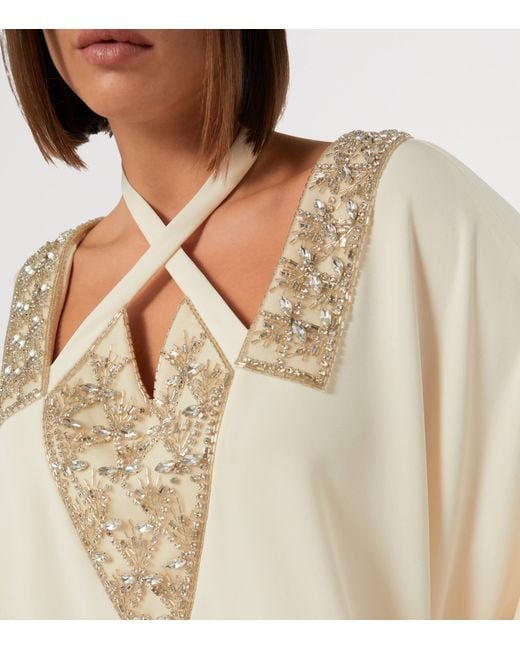 Marina Rinaldi White Embellished Halterneck Maxi Dress