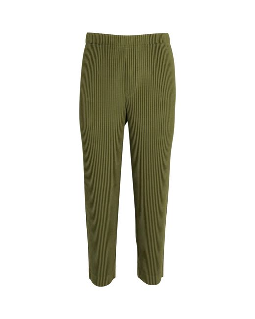 Homme Plissé Issey Miyake Green Slim Pleated Trousers for men