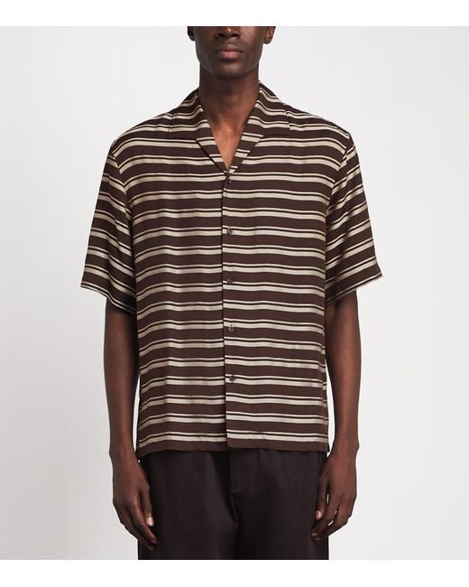 Sandro Brown Stripe Short-Sleeve Shirt for men