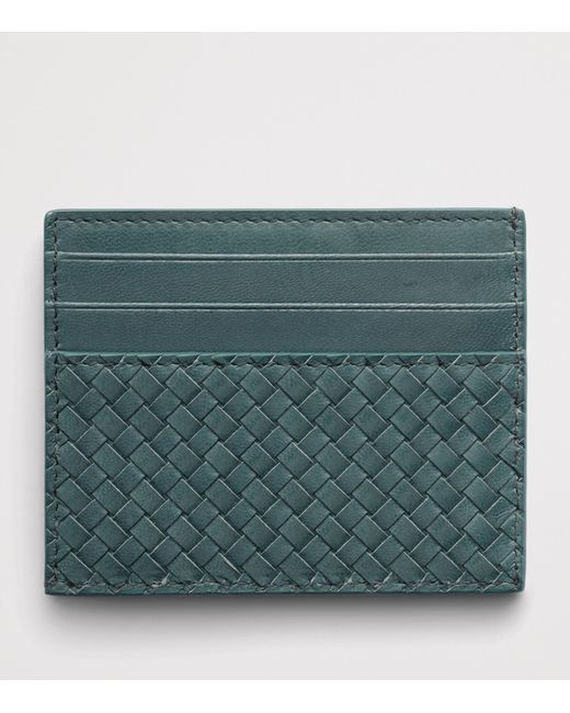 Prada Green Leather Woven Card Holder for men