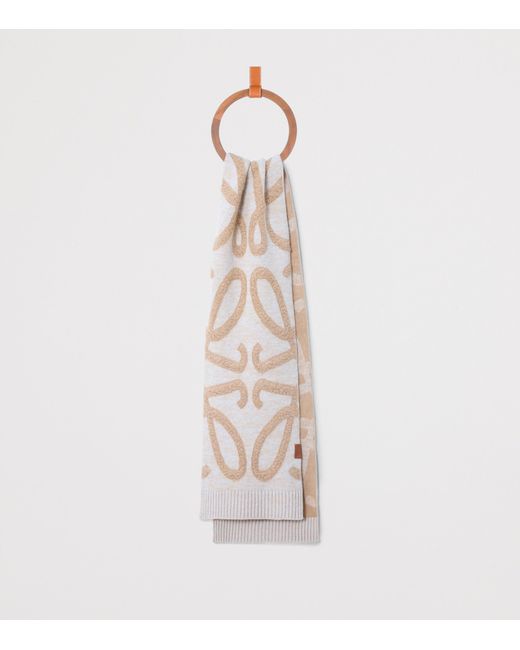 Loewe White Wool-Cashmere Anagram Scarf