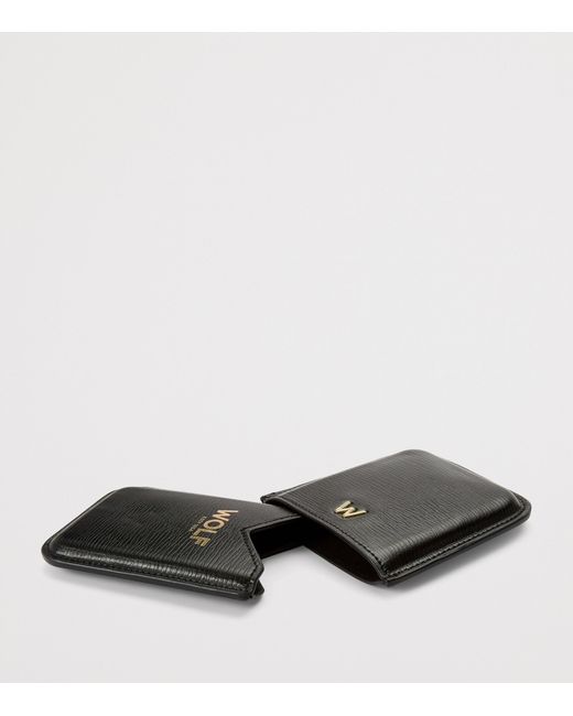 Wolf Black Leather W Moulded Card Holder