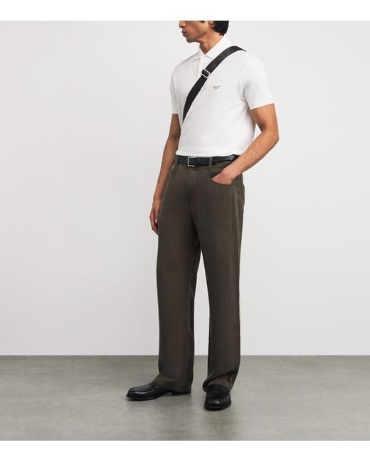 Emporio Armani White Cotton Polo Shirt for men