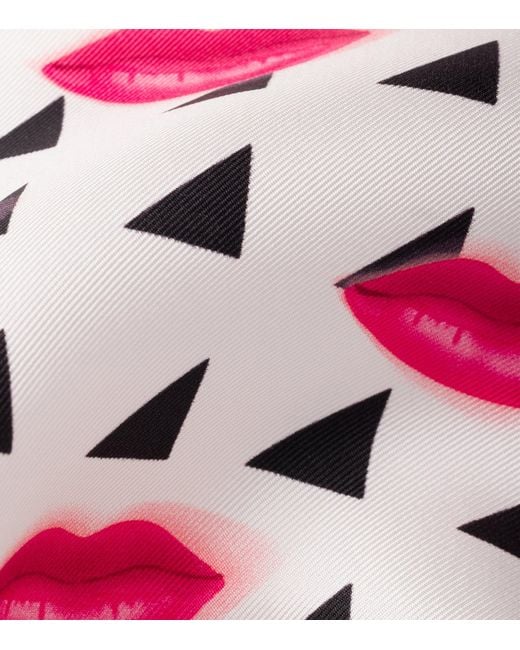 Prada Black Silk Lipstick Triangle Scarf