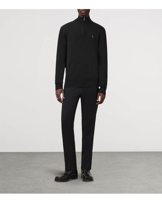 AllSaints Black Kilburn Quarter-Zip Sweater for men