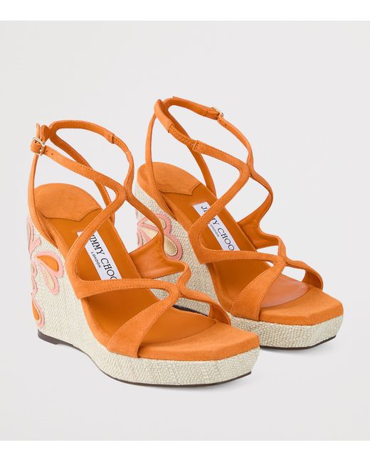 Jimmy Choo Brown Ayla 110 Suede Wedge Sandals