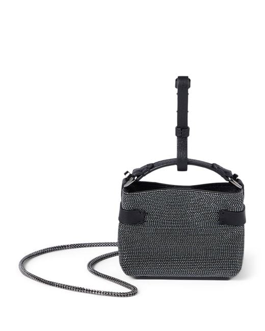 Brunello Cucinelli Black Small Precious Essence Top-Handle Bag
