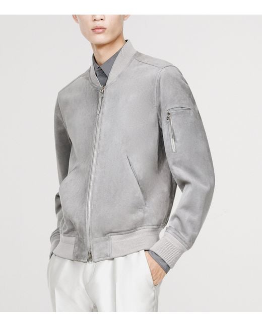 Tom Ford Gray Suede Bomber Jacket for men